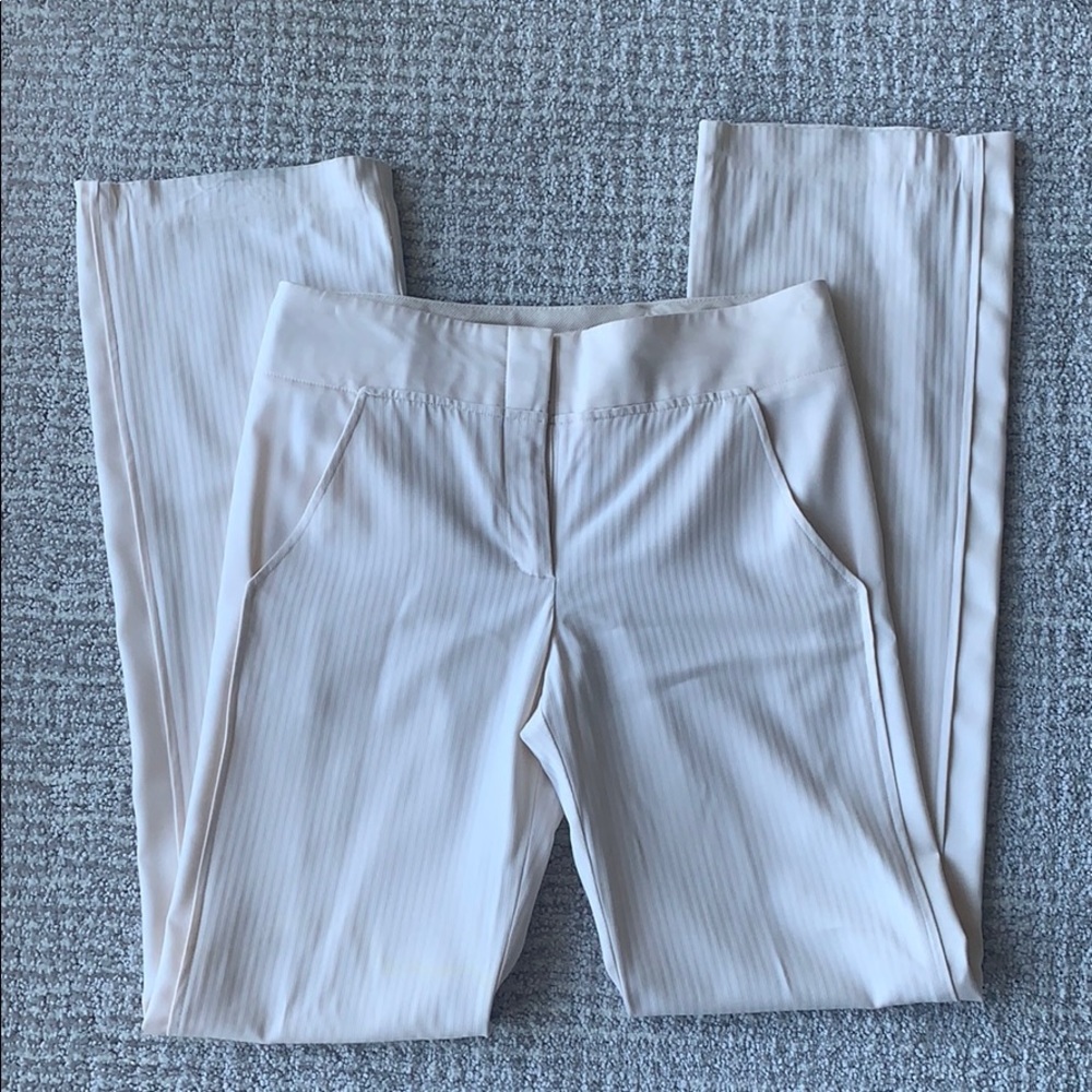 BCBG White Cream Wool Blend Tuxedo Dress Pants